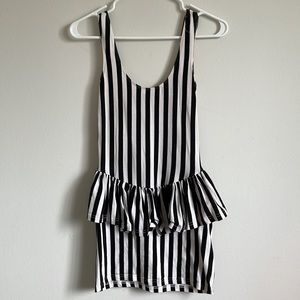 Black and White Stripe Mini Dress By Forever 21, Size S, Great Condition.